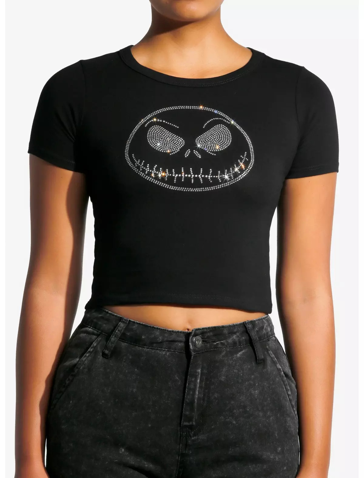 The Nightmare Before Christmas Jack Skellington Face Rhinestone Girls Baby T-Shirt | Hot Topic