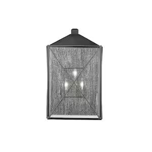 Caswell 2 Light 11.5 in. Powder Coated Black Outdoor with Clear Seeded Glass | The Home Depot