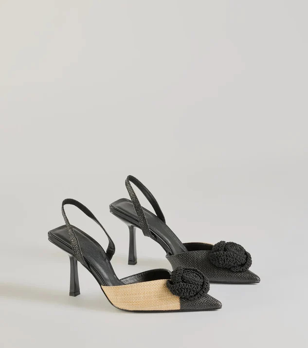Trendy Fab Raffia Flower Stiletto Pumps | Windsor Stores