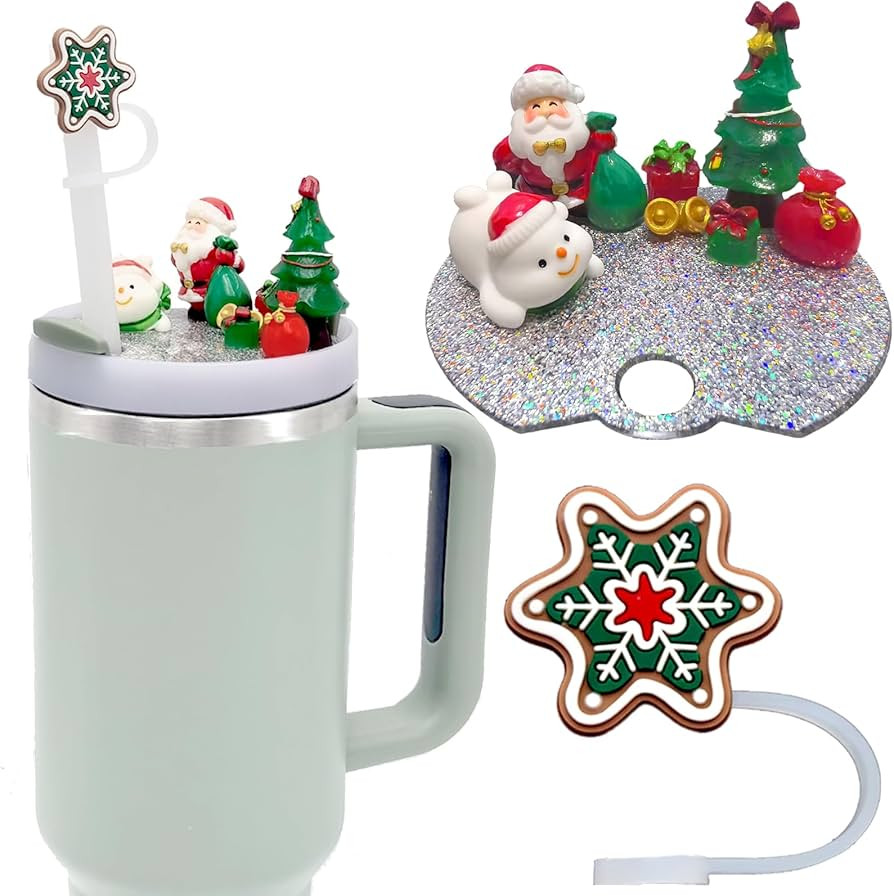 Accessories Compatible with Stanley Cup Lid, Silicone Snowflake Christmas Straw Toppers for Stanl... | Amazon (US)