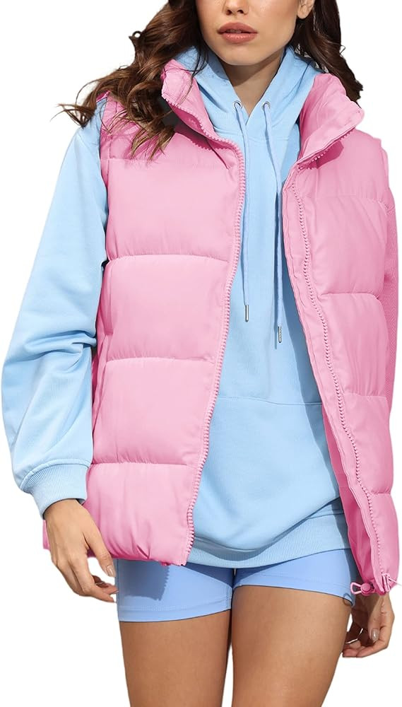 Zhiyouni Womens Puffer Vests Sleeveless Puffy Jackets Stand Collar Zipper Coats | Amazon (US)