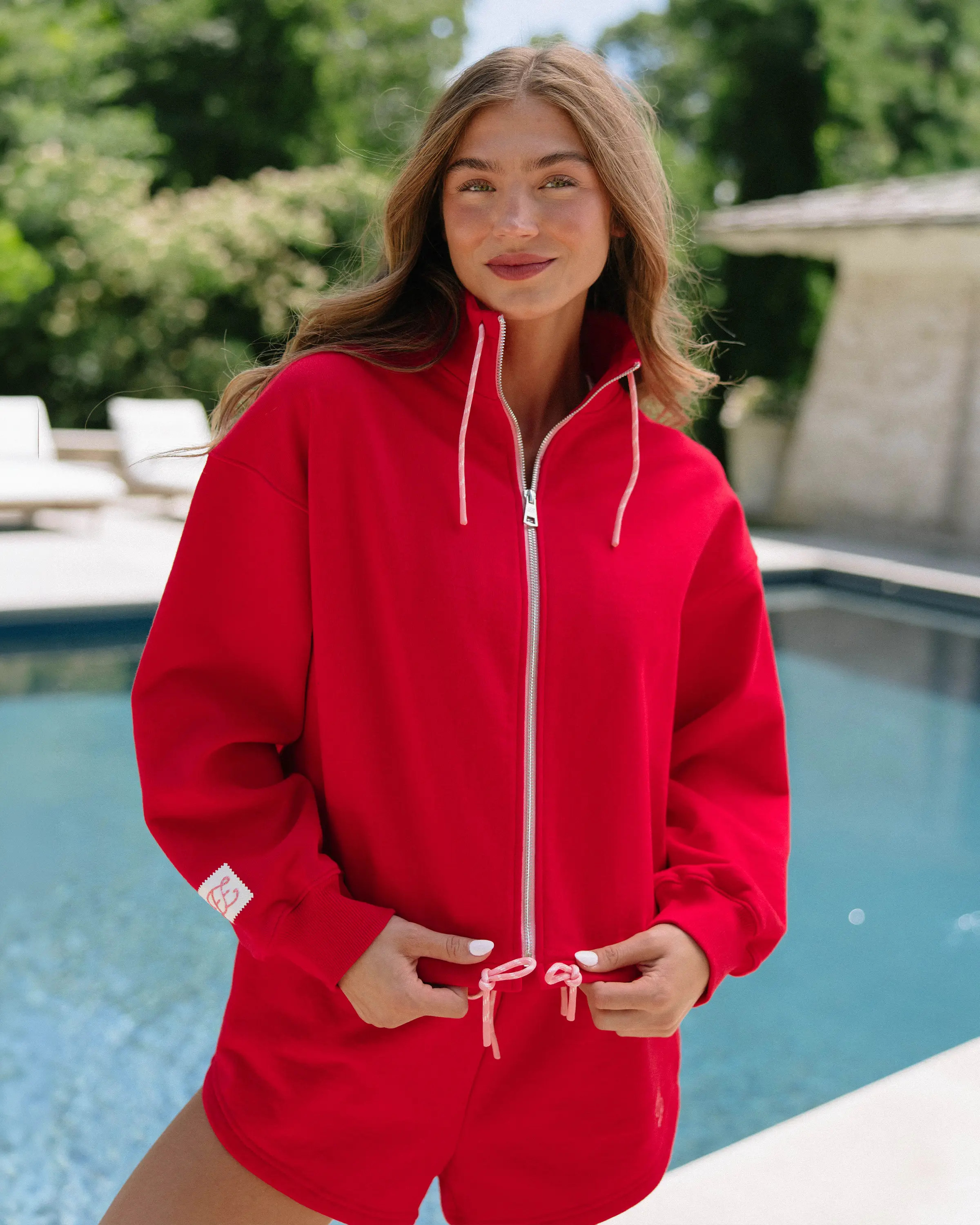 Paracord Funnel Neck Zip Up in Cherry | Eleven Eleven