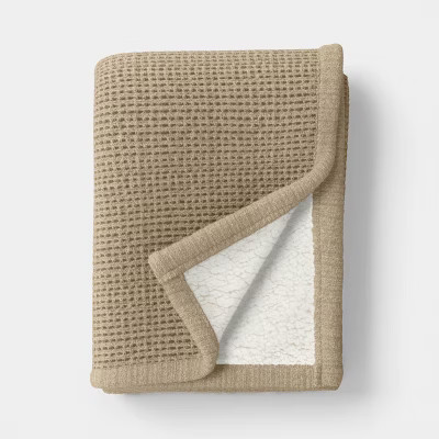 Chenille Knit Throw Blanket with Faux Shearling Reverse - Threshold™ | Target
