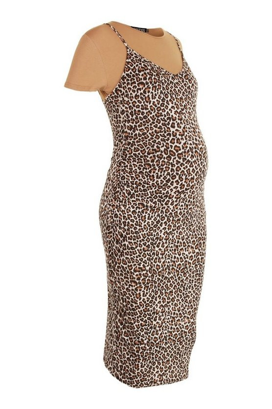 Maternity Leopard Print 2 In 1 Bodycon Dress | Boohoo.com (US & CA)