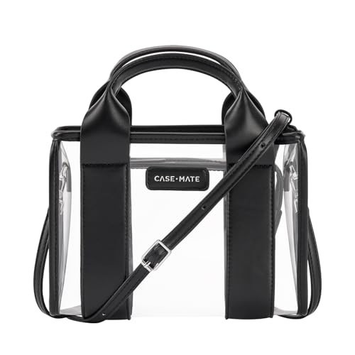 Case-Mate Micro Tote Bag for Women - Black/Clear Mini Purse with Jacquard Crossbody Strap - Stadium Approved Small Handbag - Water-Resistant Tote Bag for Keys, Phone, Wallet and Sunglasses | Amazon (US)