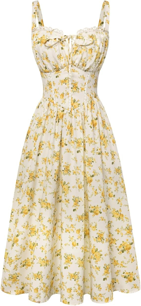 Scarlet Darkness Women 2026 Floral Corset Dress Summer Milkmaid Sundress Wedding Guest Dresses wi... | Amazon (US)