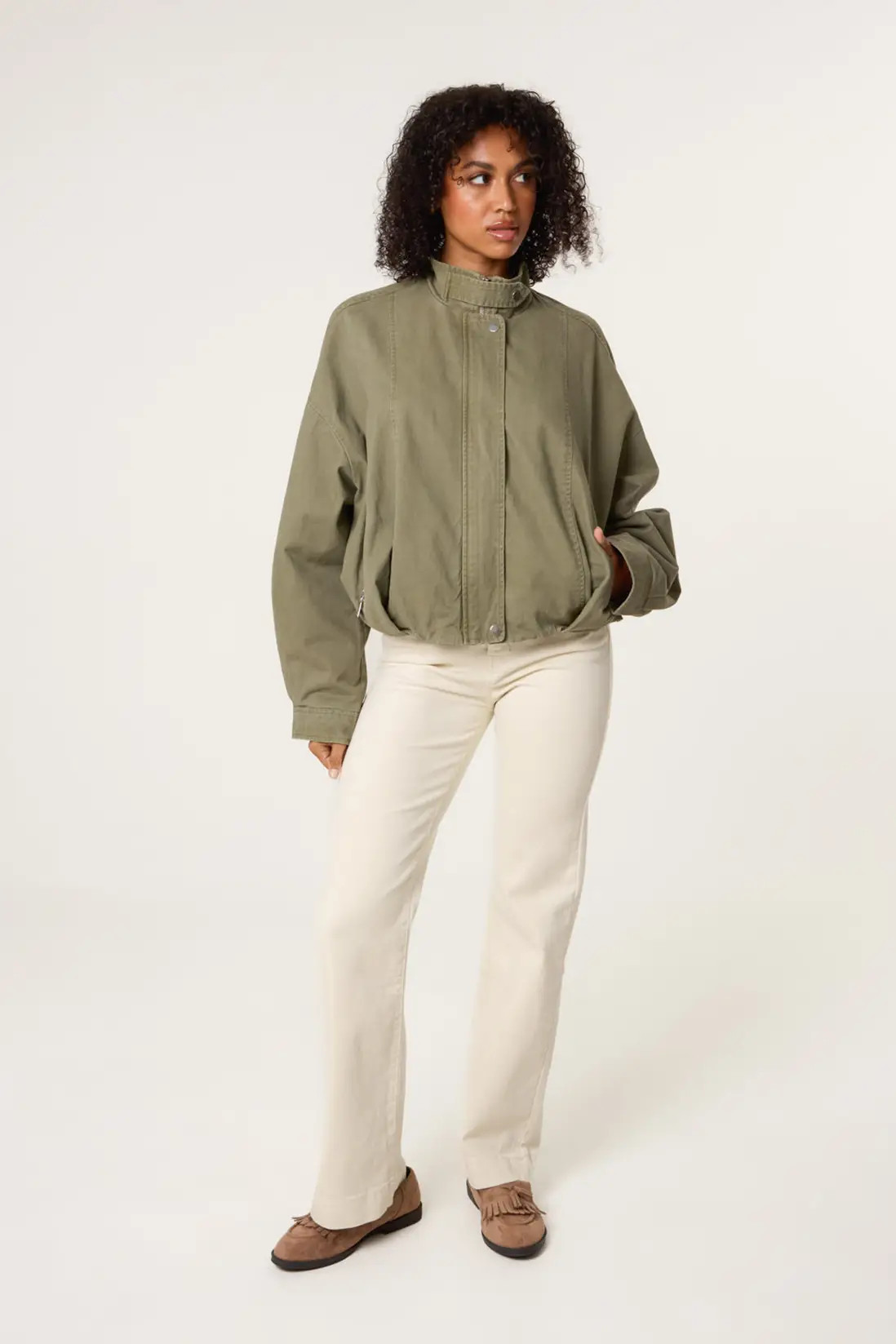 Jackets & Coats | Khaki Bomber Jacket | Blue Vanilla | Debenhams UK