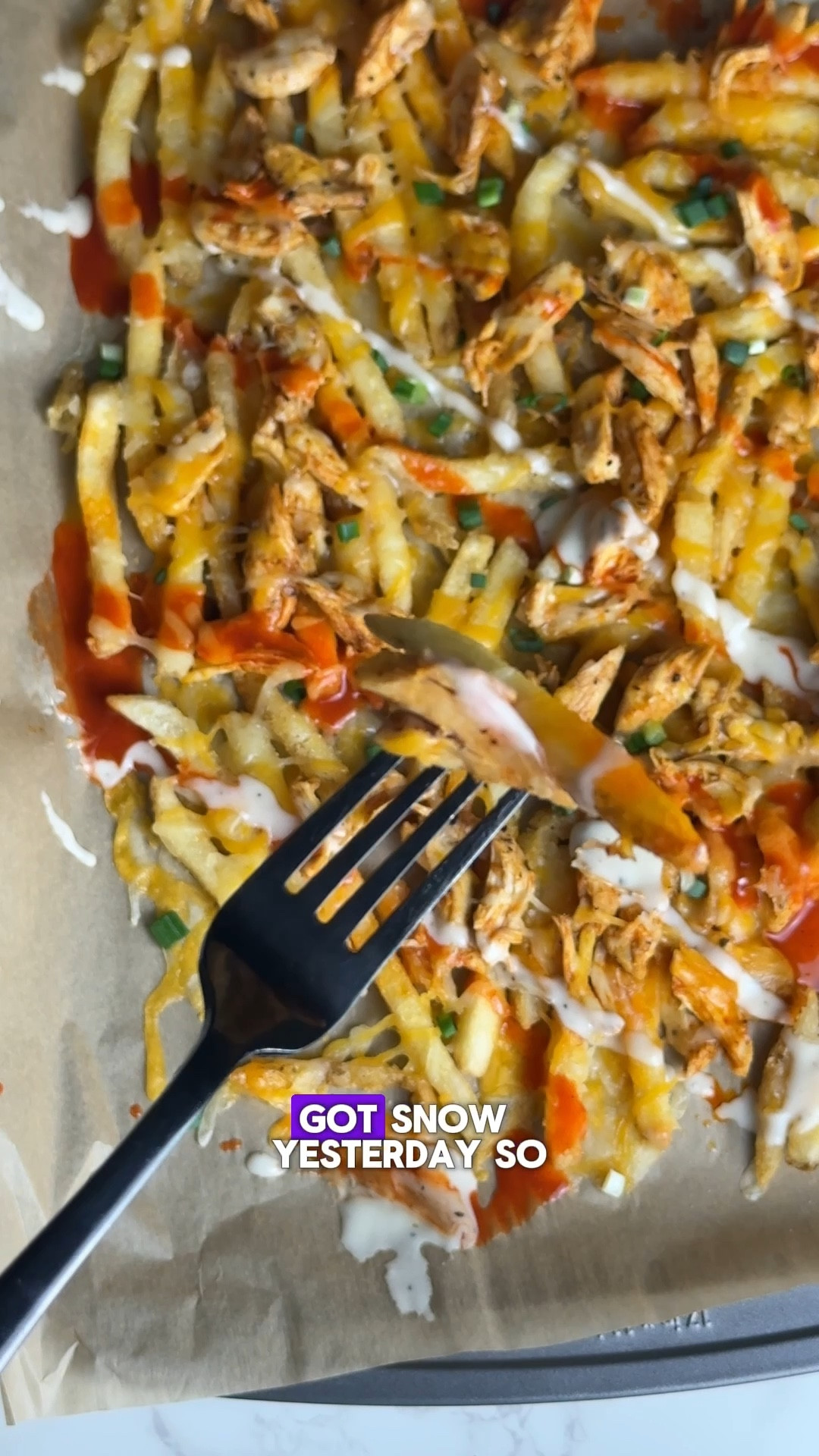 Crispy seasoned fries piled high with spicy buffalo chicken, melty cheese, and ranch. This is the kind of cozy, messy, stay-in dinner that just hits. Buffalo chicken lovers, this one’s for you.

#LTKfoodie #LTKHome #LTKdayinmylife