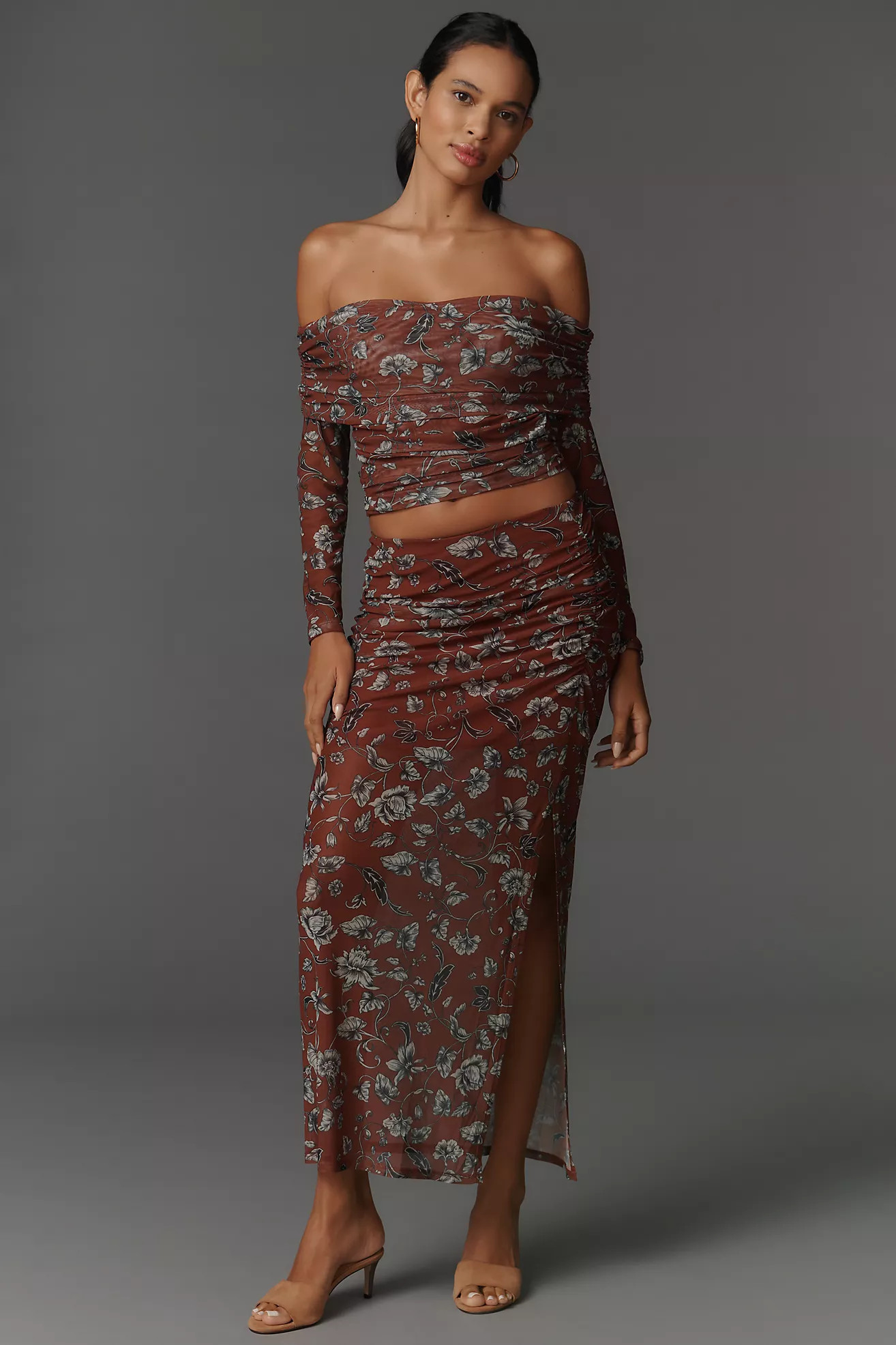 The Aleda Mesh Ruched Maxi Skirt by Maeve | Anthropologie (US)