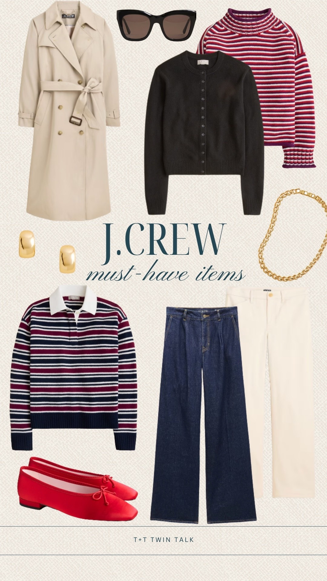 These J.Crew must-have items focus on timeless wardrobe staples that work year-round. Classic trench coats, striped sweaters, wide-leg jeans, and polished basics make these pieces easy to mix and match. The neutral color palette keeps outfits elevated while staying wearable for everyday. These J.Crew essentials are ideal for building a capsule wardrobe with long-lasting style.

#LTKOver40 #LTKWorkwear
