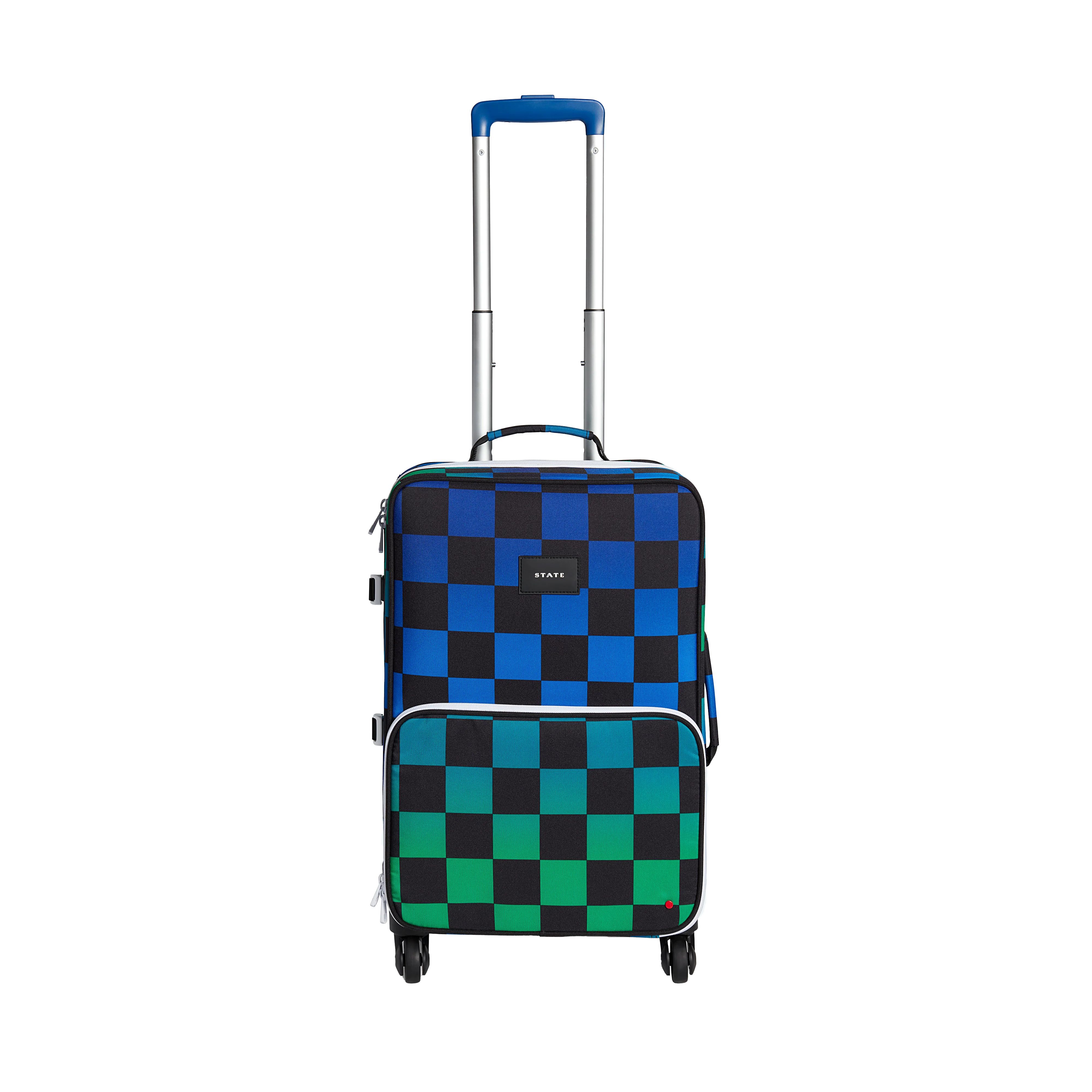 Logan Suitcase Printed Canvas Blue Checkerboard | STATE Bags