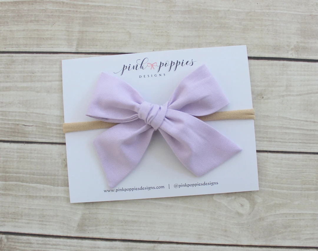 Lilac Cotton Hair Bow, Lavender Baby Headband, Purple Hair Clip, Spring Bow Headband, Nylon Baby ... | Etsy (US)