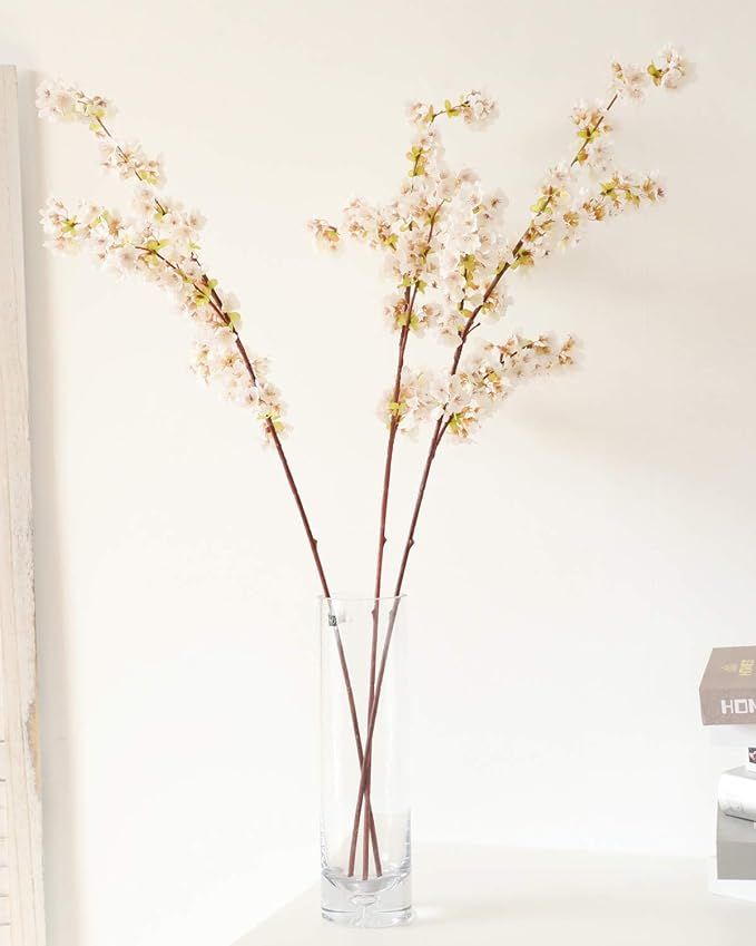 WenXin 39 Inch Cherry Blossom Flowers Artificial,3pcs Branches Flowers Stems Silk Tall Fake Flowe... | Amazon (US)