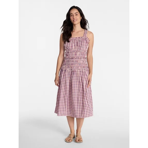 Time and Tru Women's and Women's Plus Sleeveless Smocked Peasant Midi Dress, Sizes XS-4X | Walmart (US)