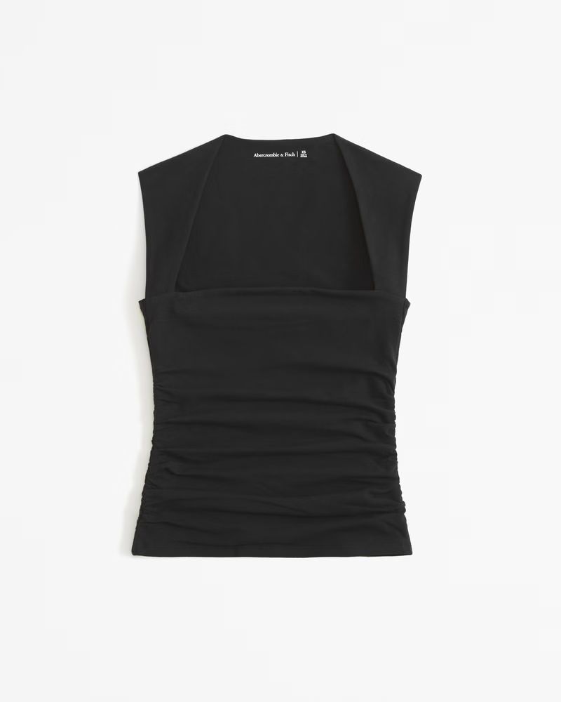 Women's Cotton-Blend Seamless Fabric Ruched Portrait Top | Women's Tops | Abercrombie.com | Abercrombie & Fitch (US)