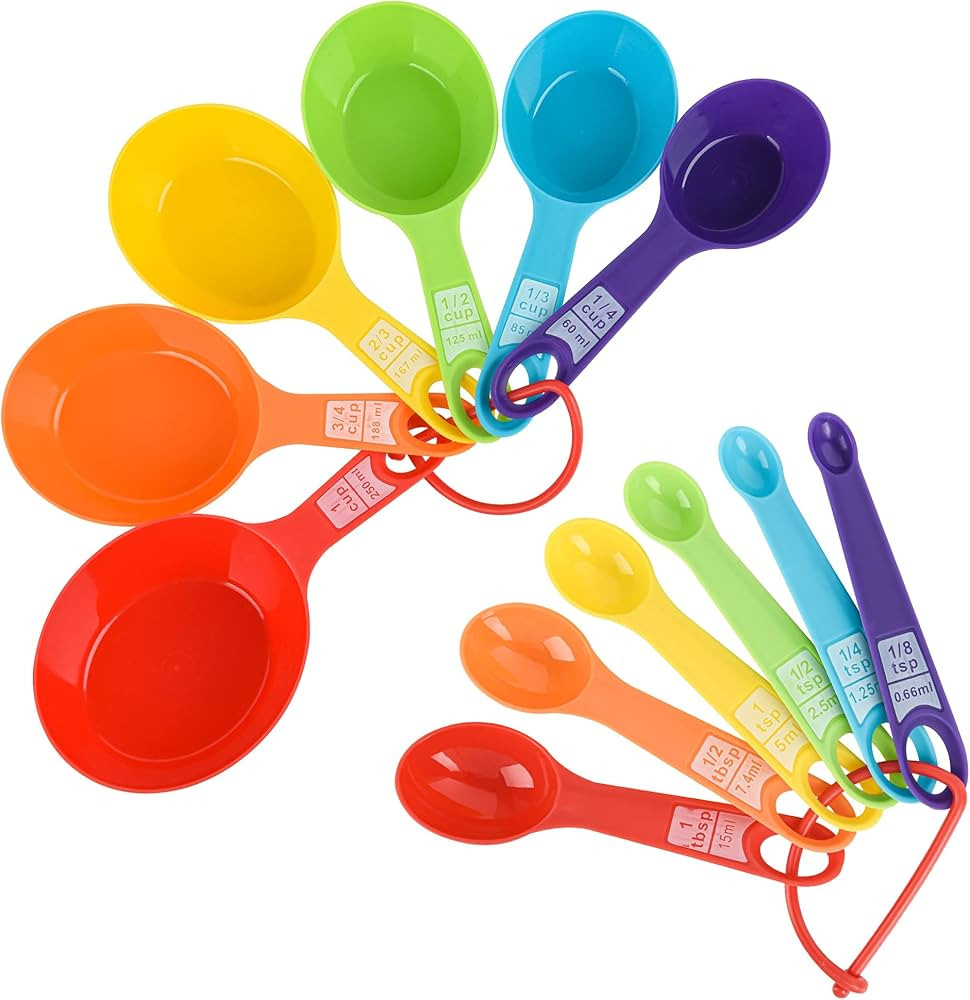 Smithcraf Measuring Cups and Spoons Set, 12 Pieces Measuring Cup Set, Cute Plastic Measuring Cups... | Amazon (US)