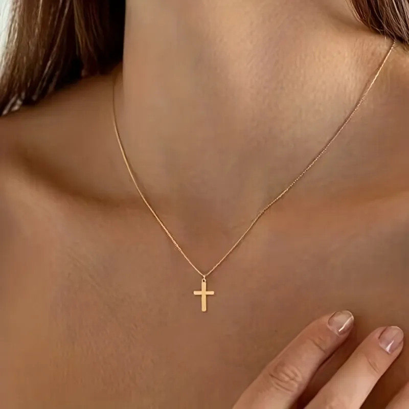 18K Gold Plated Pendant Necklace Cross Shape Pendant Dainty Simple Neck Jewelry For Women & Girls | Temu Affiliate Program
