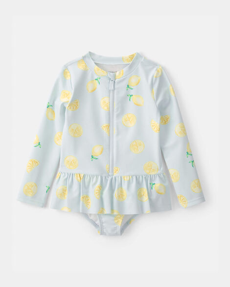 Toddler Girl 1-Piece Lemon Rashguard Swimsuit - Blue | Carter's Inc