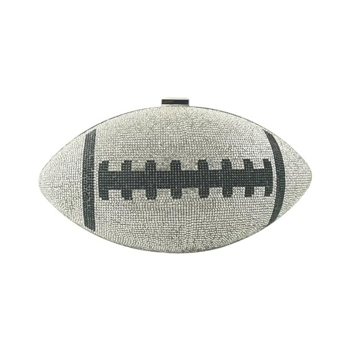 ARTLUXE Football Purse with Rhinestones Bling Glitter for Women Evening Football Shape Bag Purse Rugby Quirky Novelty Purses for Party, Silver | Amazon (US)