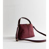 Burgundy Faux Suede Buckle Detail Shoulder Bag New Look | New Look (UK)