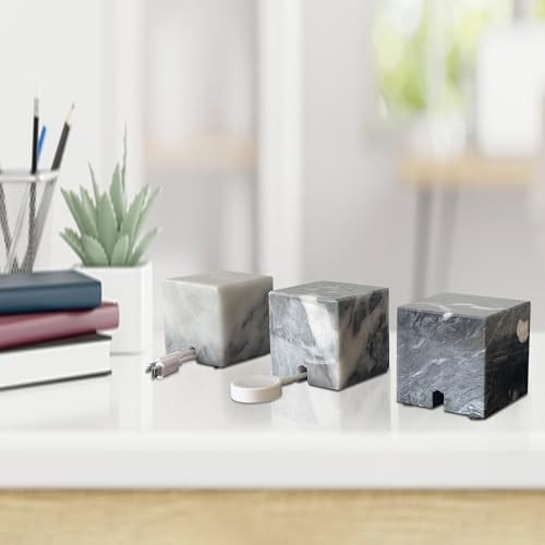 2-in-1 Genuine Marble Cube Paperweight & Cable Organizer (Light) | Amazon (US)