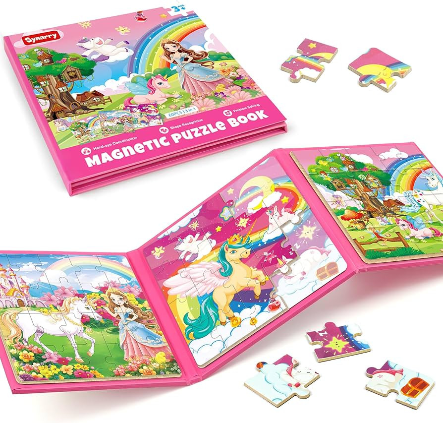 SYNARRY Unicorn Princess Fairy Magnetic Puzzles for Toddlers 3-5 Girls, 20 Pieces Travel Puzzles ... | Amazon (US)