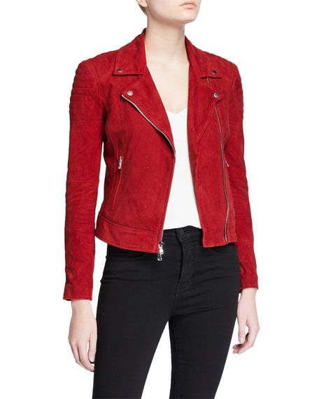 L'Agence Ryder Suede Moto Jacket | Neiman Marcus