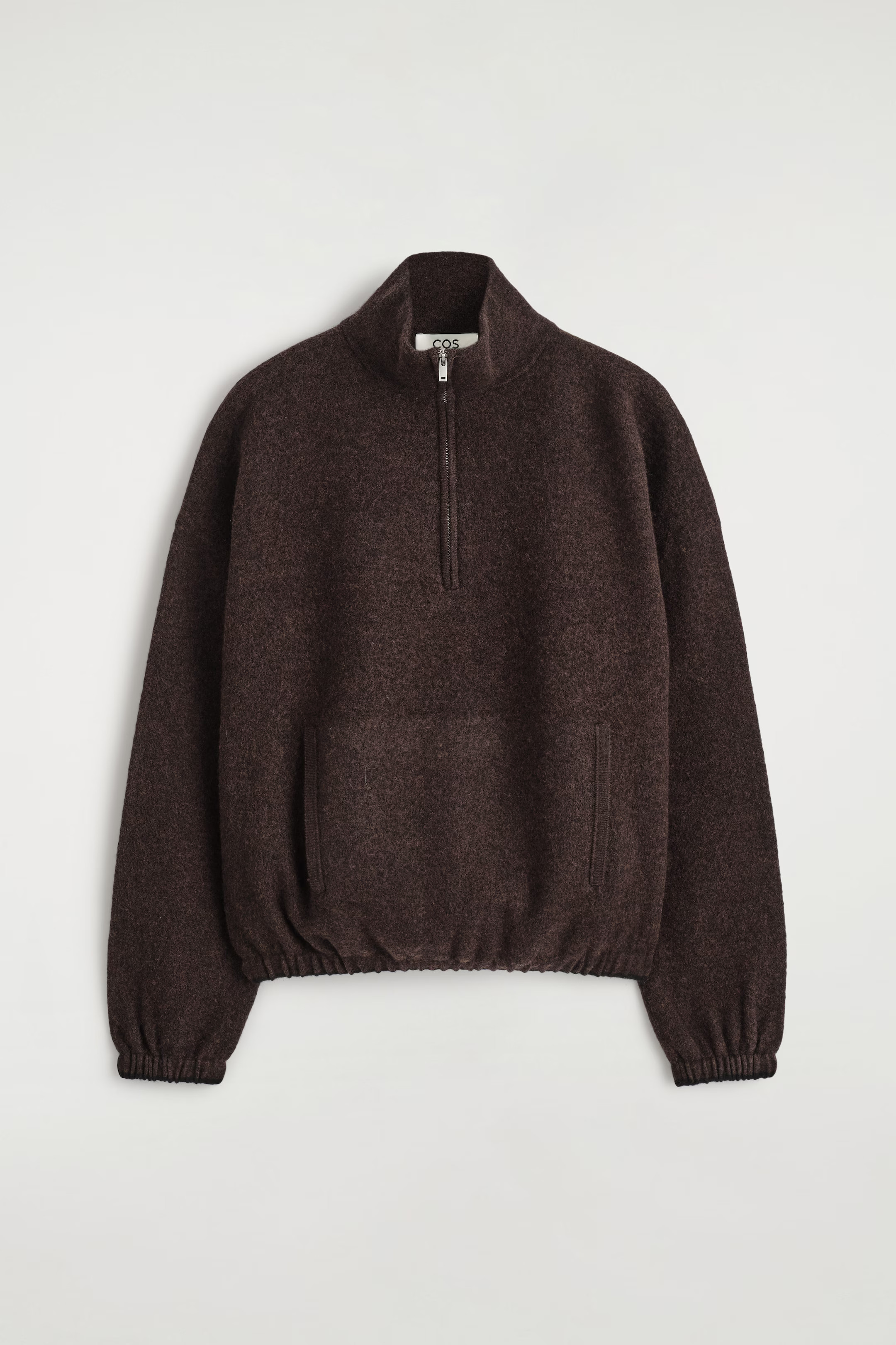 BOILED MERINO WOOL ZIP-UP JUMPER - BROWN MÉLANGE | COS GB | COS UK