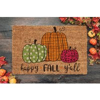 Happy Fall Y'all, Pumpkins Coir Door Mat, Welcome Front Outdoor Mats, Funny Doormat, Mats | Etsy (US)