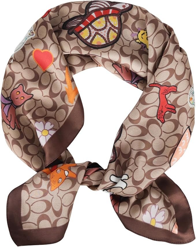 EXTREE Fashion Design Tie Scarfs for Women - Summer Niche�Small Pointed Scarf. 000-a1-brown | Amazon (US)