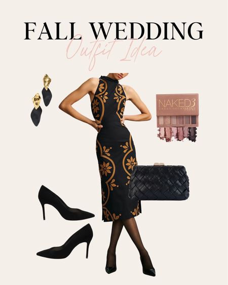 Fall wedding guest look. I love the cut out detail on this dress and woven clutch. 

#LTKwedding #LTKSeasonal #LTKstyletip