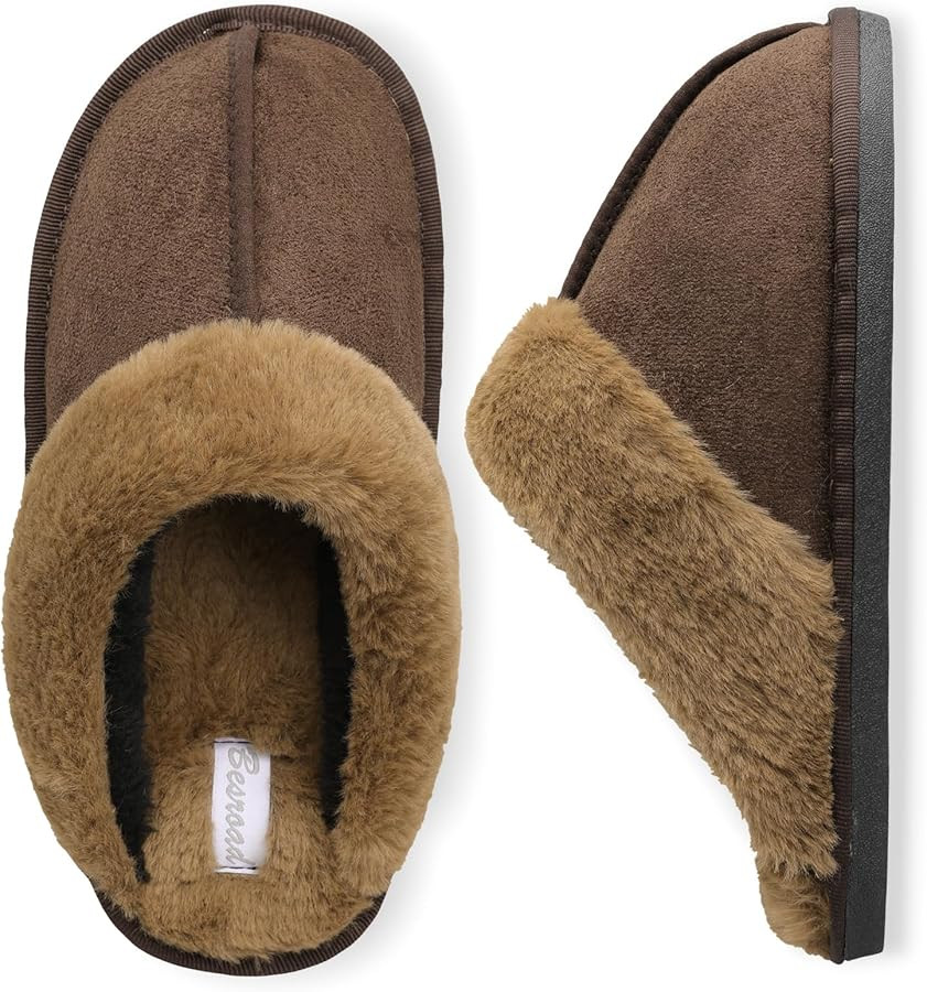 Besroad Mens Slippers Memory Foam House Slippers Warm Fuzzy Bedroom Slide House Shoes Indoor Outd... | Amazon (US)
