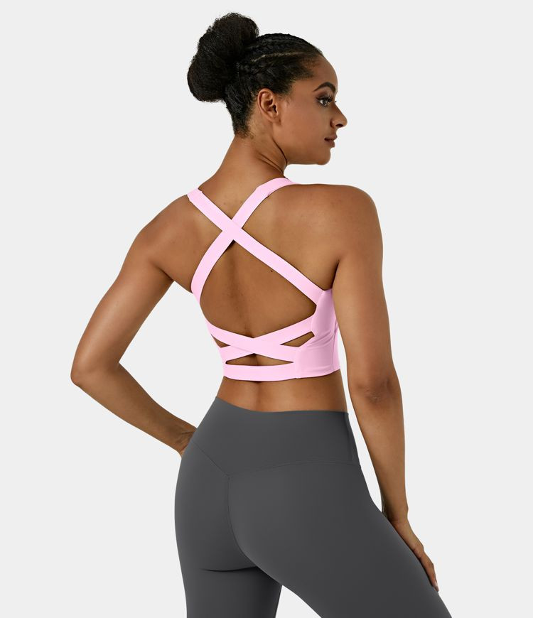 Women’s Softlyzero™ Airy Square Neck Backless Crisscross Cropped Cool Touch Yoga Tank Top-UPF... | HALARA