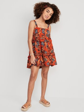 Printed Sleeveless Tiered Swing Dress for Girls | Old Navy (US)