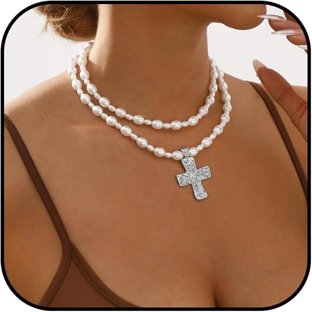 Chunky Gold Necklace Cross Statement Necklace for Women Layered Cross Necklaces Jewelry First Com... | Amazon (US)