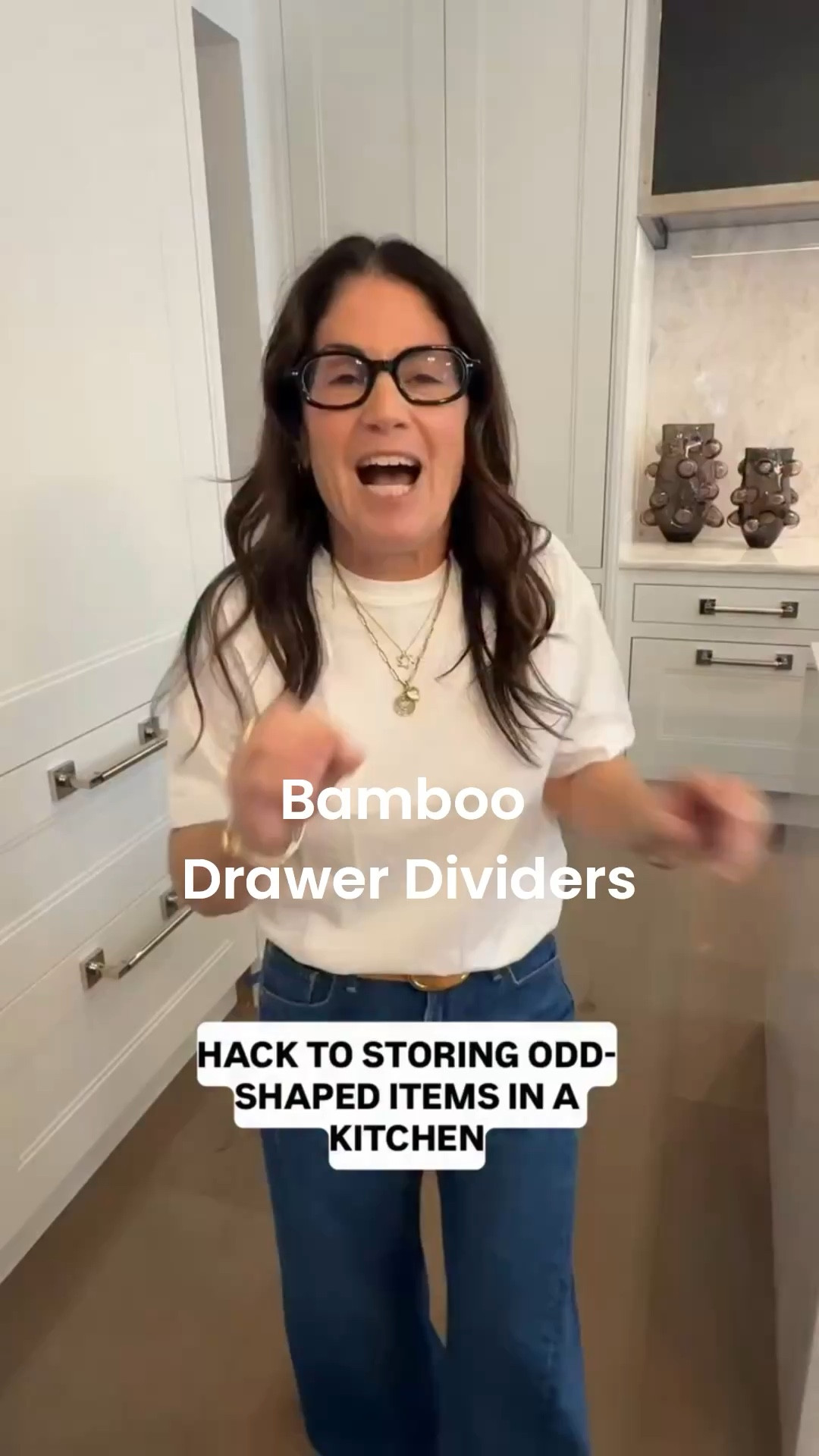 I love these dividers for so many storage hacks, especially in the kitchen. It’s great so that if you’re ever needing to store other items, you have the flexibility to change these up however you need.