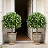 Artificial Boxwood Tree for Outdoor, Ground Insert Faux Boxwood Shrub, Waterproof UV-Resistant To... | Walmart (US)