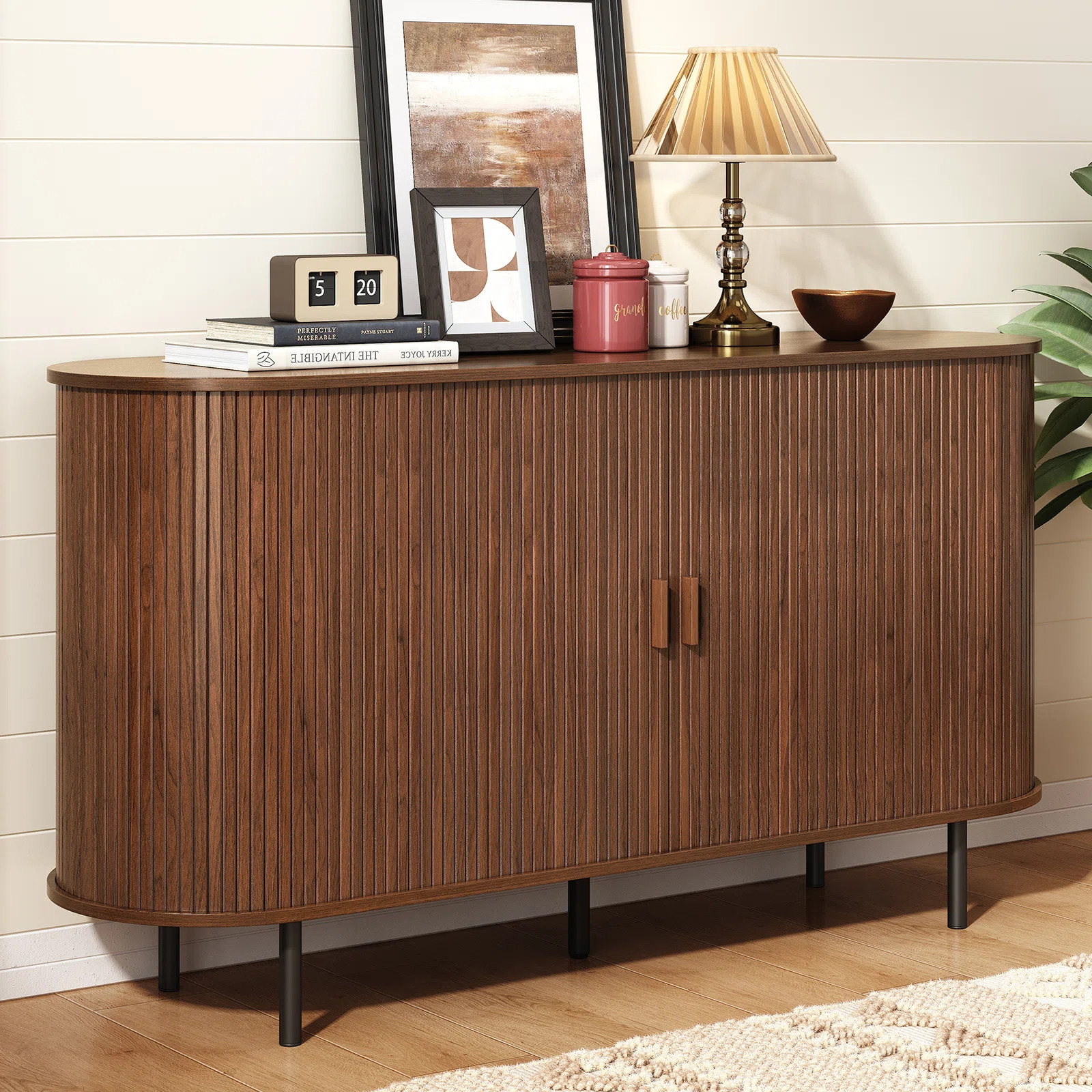 55'' Sideboard Storage Cabinet With Doors And Shelves - Credenza Storage Cabinet For Office, Bedr... | Wayfair North America