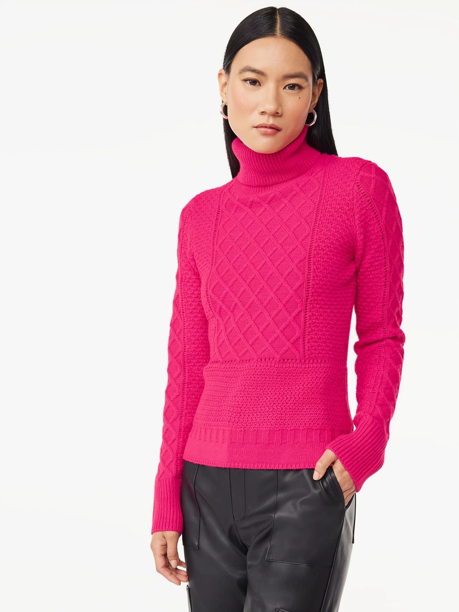 Scoop Women's Cable Knit Pullover Sweater with Long Sleeves, Sizes XS-XXL | Walmart (US)