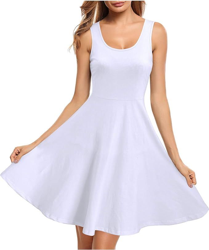 STYLEWORD Women's Summer Dress Casual Sleeveless Cotton Skater Midi Dresses | Amazon (US)