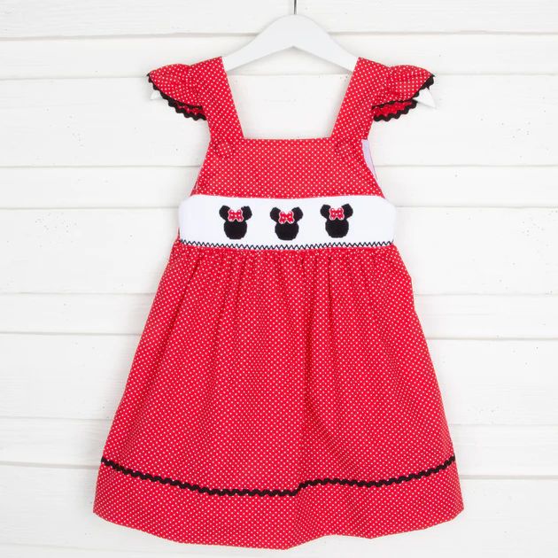 Mouse Ears Smocked Red Margot Dress | Classic Whimsy