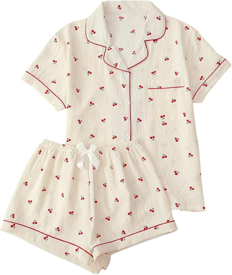 Verdusa Pajamas For Women Set 2 Piece Cute Pjs Sleepwear Lounge Sets | Amazon (US)