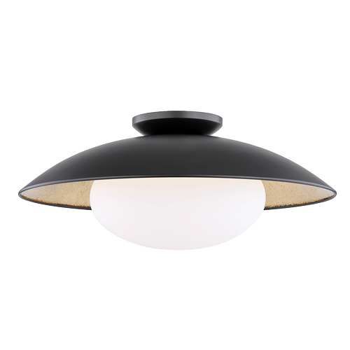 Mitzi By Hudson Valley Lighting Cadence Black And Gold 21 Inch One Light Semi Flush Mount H368601... | Bellacor