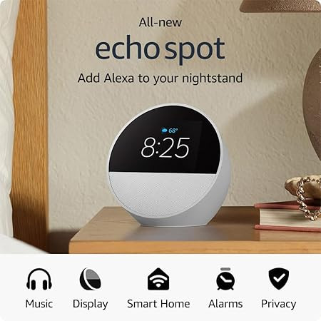 All-new Amazon Echo Spot (2024 release), Great for nightstands, offices and kitchens, Smart alarm... | Amazon (US)