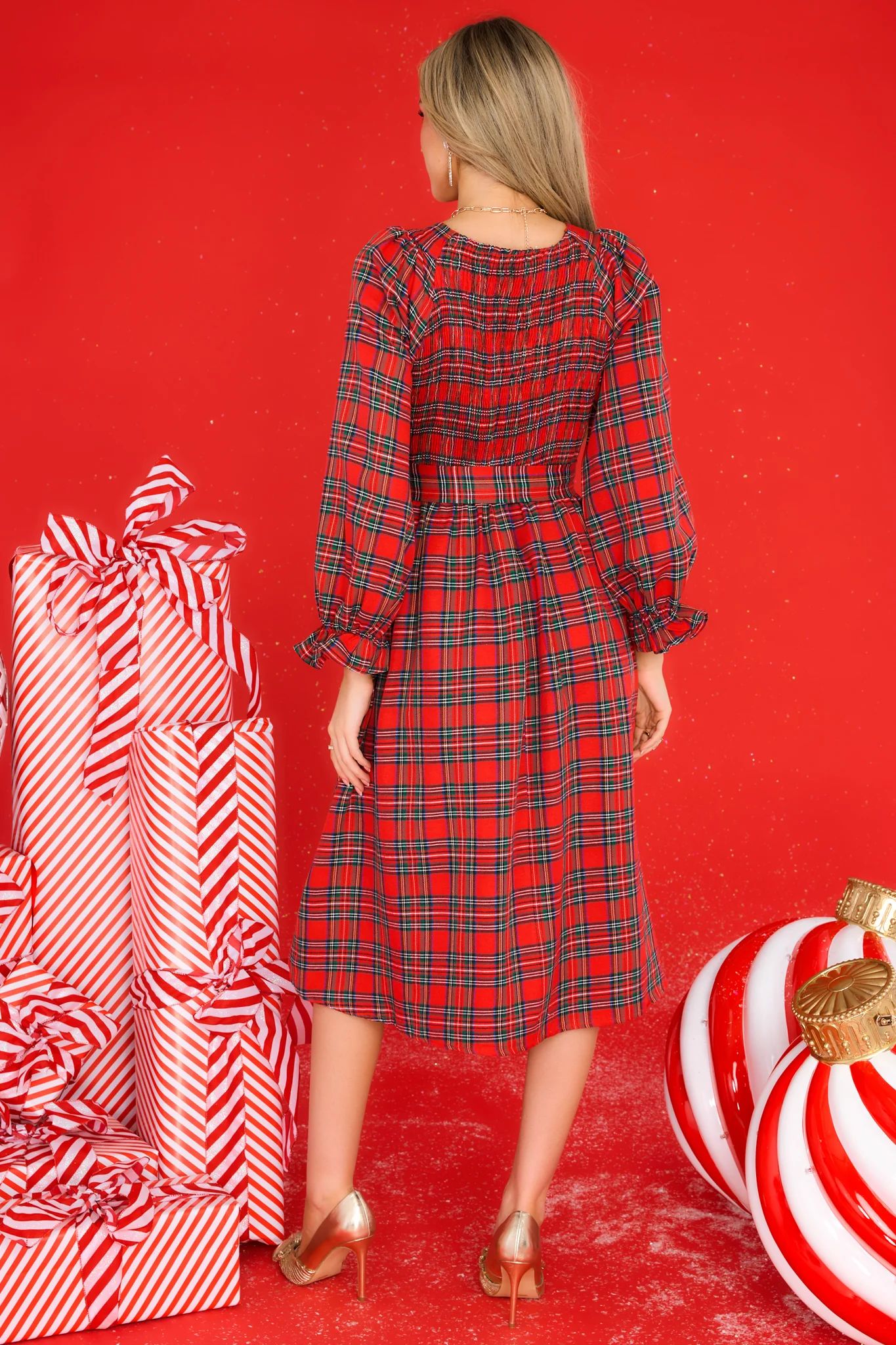 All Spruced Up Red Plaid Midi Dress | Red Dress 
