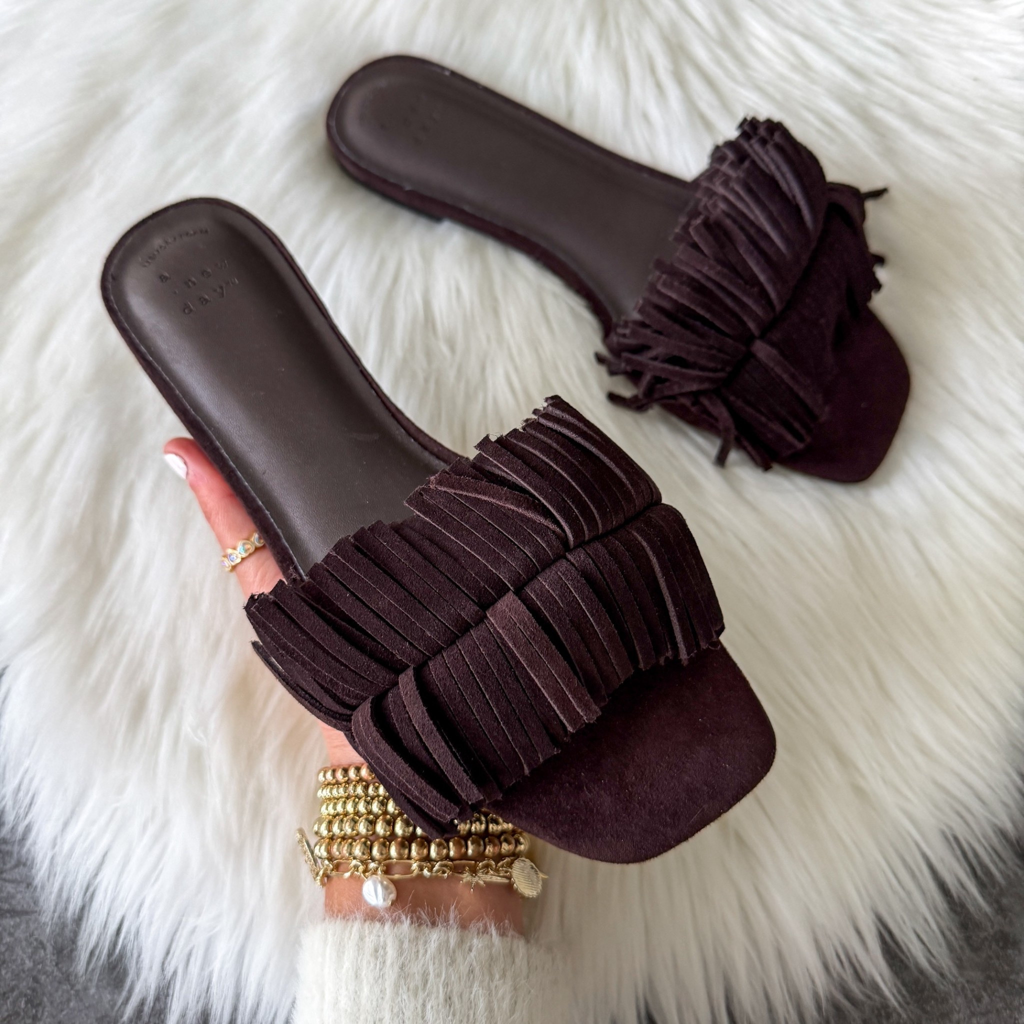 Women’s Lolly Sandals with Memory Foam Insole – A New Day™ Brown size up 1/2 size