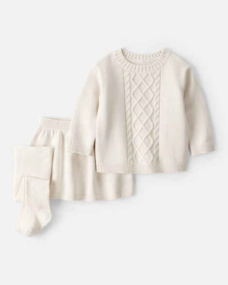 Carter's Baby Girls Girl 3-Piece Cableknit Long-Sleeve Top & Skirt Set - Cream NB Cream | Carter's Inc