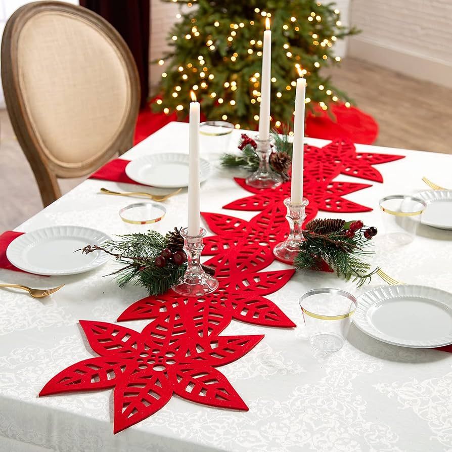 Red Felt Poinsettia Table Runner | Amazon (US)