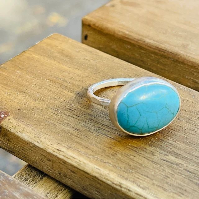 Turquoise Silver Ring | Minimalist Ring | stacking Ring | Solitaire Ring | Sterling Silver | stat... | Etsy (US)