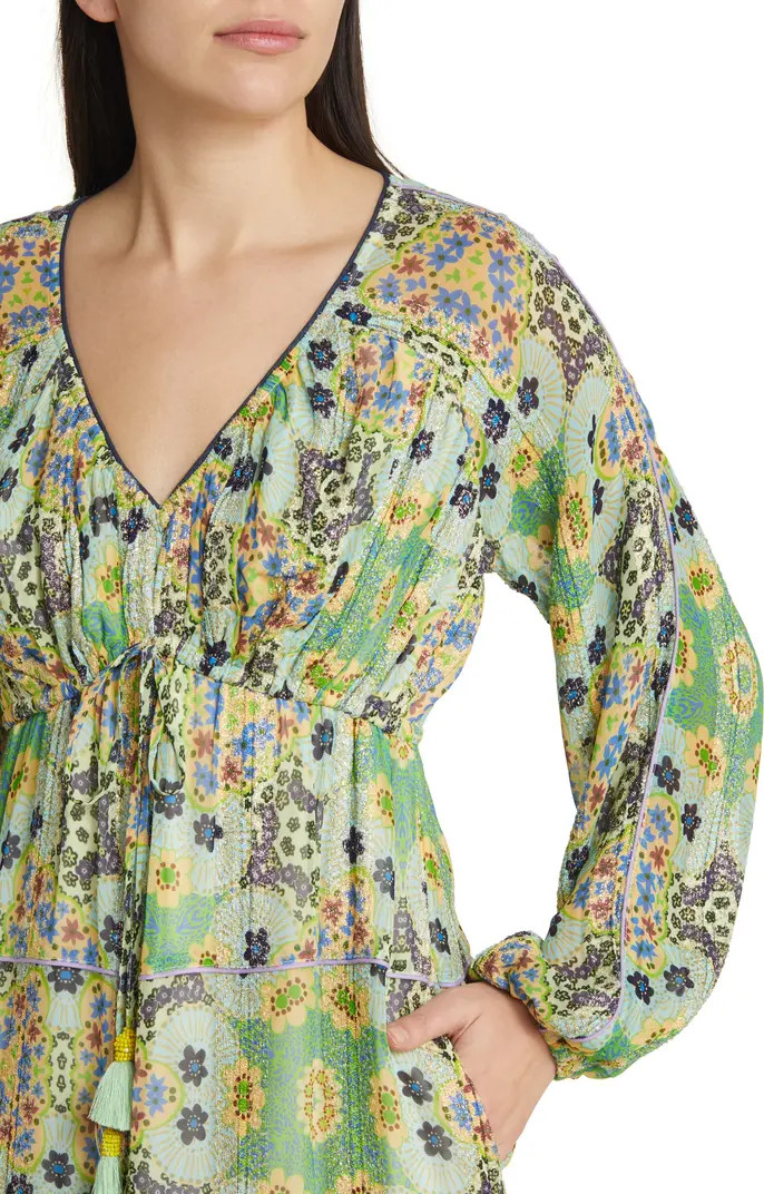 Crissta Metallic Floral Long Sleeve Dress | Nordstrom